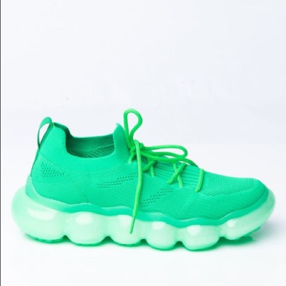 Azalea Wang Green Sock Trainer Retro Fashion Sneaker - Picture 4 of 7